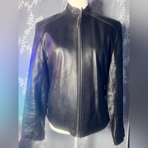 Tiboa Leathers Black Genuine Leather Moto Jacket Minimal Elena Gilbert Style M